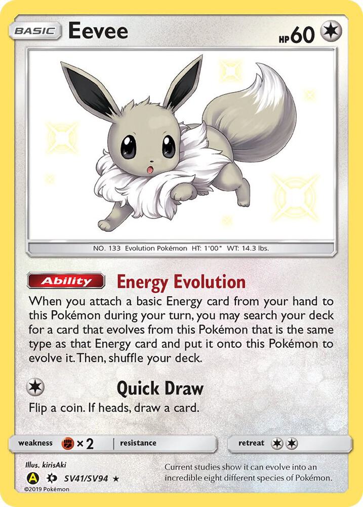 Buy Pokemon cards Australia - Eevee SV41/SV94 - Premium Raw Card from Monster Mart - Pokémon Card Emporium - Shop now at Monster Mart - Pokémon Cards Australia. Baby Shiny, Hidden Fates, NEW 6 MAR, Shiny Holo Rare, Shiny Vault