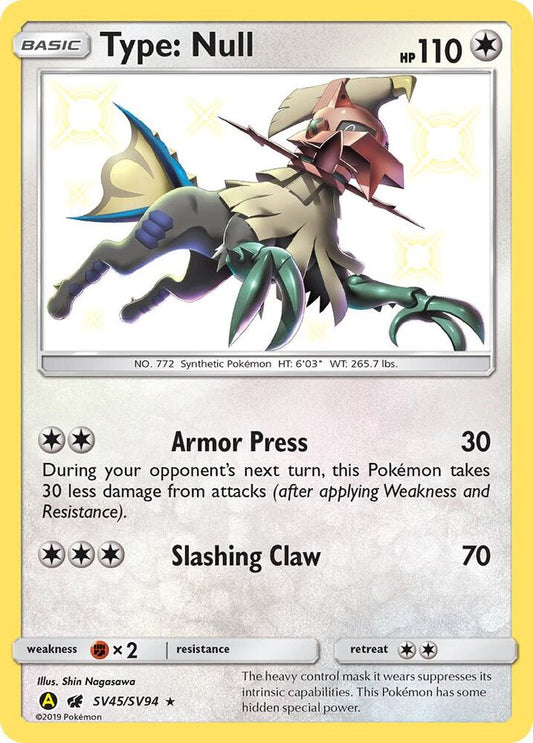 Buy Pokemon cards Australia - Type: Null SV45/SV94 - Premium Raw Card from Monster Mart - Pokémon Card Emporium - Shop now at Monster Mart - Pokémon Cards Australia. Baby Shiny, Hidden Fates, NEW 6 MAR, Shiny Holo Rare, Shiny Vault