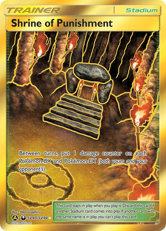 Buy Pokemon cards Australia - Shrine of Punishment SV90/SV94 - Premium Raw Card from Monster Mart - Pokémon Card Emporium - Shop now at Monster Mart - Pokémon Cards Australia. Gold, Hidden Fates, NEW 6 MAR, Shiny Holo Rare, Shiny Vault, Trainer