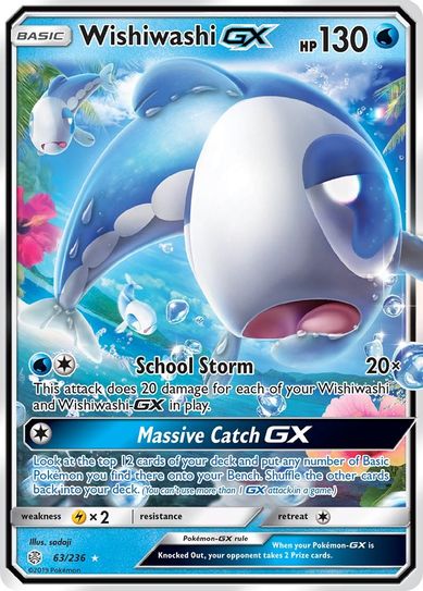 Buy Pokemon cards Australia - Wishiwashi GX 63/236 - Premium Raw Card from Monster Mart - Pokémon Card Emporium - Shop now at Monster Mart - Pokémon Cards Australia. Cosmic Eclipse, GX, MMB30