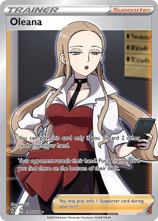 Buy Pokemon cards Australia - Oleana 191/192 - Premium Raw Card from Monster Mart - Pokémon Card Emporium - Shop now at Monster Mart - Pokémon Cards Australia. Full Art, New 8 Apr, Rebel Clash, Trainer