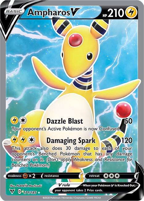 Buy Pokemon cards Australia - Ampharos V 171/185 - Premium Raw Card from Monster Mart - Pokémon Card Emporium - Shop now at Monster Mart - Pokémon Cards Australia. Full Art, NEW 8 Aug, Vivid Voltage