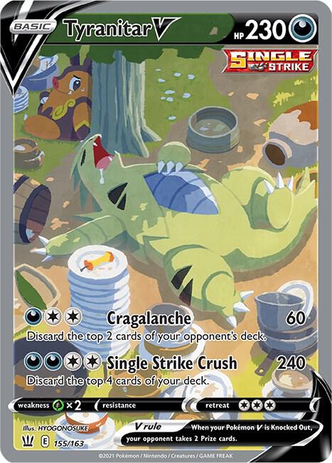 Buy Pokemon cards Australia - Tyranitar V 155/163 - Premium Raw Card from Monster Mart - Pokémon Card Emporium - Shop now at Monster Mart - Pokémon Cards Australia. Alt Art, Alternate Art, Battle Styles, NEW 5 Dec