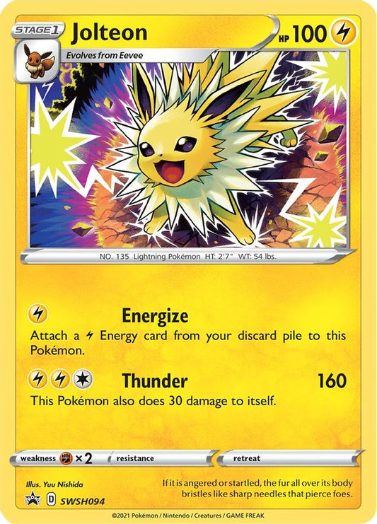 Buy Pokemon cards Australia - Jolteon SWSH094 - Premium Raw Card from Monster Mart - Pokémon Card Emporium - Shop now at Monster Mart - Pokémon Cards Australia. New 8 Apr, Promo, Sword & Shield