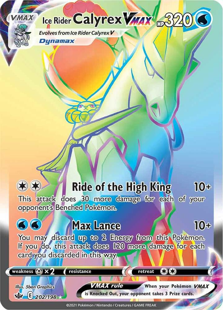 Buy Pokemon cards Australia - Calyrex VMAX 202/198 - Premium Raw Card from Monster Mart - Pokémon Card Emporium - Shop now at Monster Mart - Pokémon Cards Australia. Chilling Reign, NEW 11 Feb, Rainbow, Secret Rare, VMAX