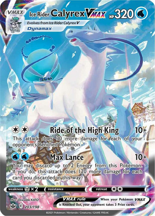 Buy Pokemon cards Australia - Calyrex VMAX 203/198 - Premium Raw Card from Monster Mart - Pokémon Card Emporium - Shop now at Monster Mart - Pokémon Cards Australia. Alt Art, Alternate Art, Chilling Reign, Ice Rider, New 28 MAR, Secret Rare, VMAX