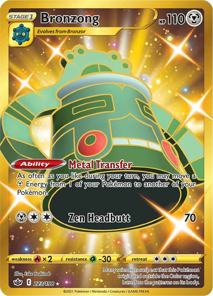 Buy Pokemon cards Australia - Bronzong 223/198 - Premium Raw Card from Monster Mart - Pokémon Card Emporium - Shop now at Monster Mart - Pokémon Cards Australia. Chilling Reign, Gold, NEW 11 Feb, Secret Rare
