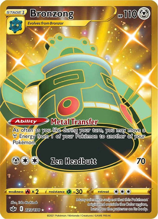 Buy Pokemon cards Australia - Bronzong 223/198 - Premium Raw Card from Monster Mart - Pokémon Card Emporium - Shop now at Monster Mart - Pokémon Cards Australia. Chilling Reign, Gold, NEW 11 Feb, Secret Rare