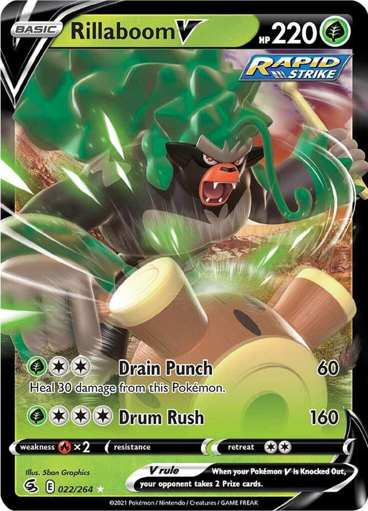 Buy Pokemon cards Australia - Rillaboom V 022/264 - Premium Raw Card from Monster Mart - Pokémon Card Emporium - Shop now at Monster Mart - Pokémon Cards Australia. Fusion Strike, NEW 11 Feb, Ultra Rare