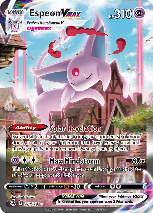 Buy Pokemon cards Australia - Espeon VMAX 270/264 - Premium Raw Card from Monster Mart - Pokémon Card Emporium - Shop now at Monster Mart - Pokémon Cards Australia. Alt Art, Alternate Art, Fusion Strike, New 28 MAR, Secret Rare, VMAX