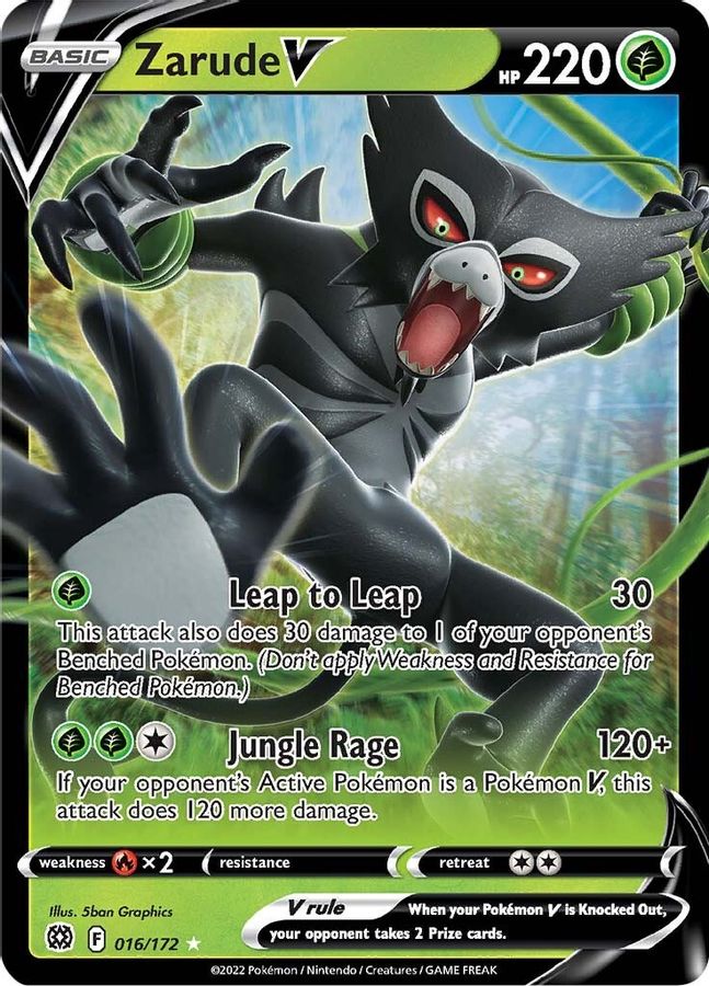 Buy Pokemon cards Australia - Zarude V 016/172 - Premium Raw Card from Monster Mart - Pokémon Card Emporium - Shop now at Monster Mart - Pokémon Cards Australia. Brilliant Stars, NEW 20 May