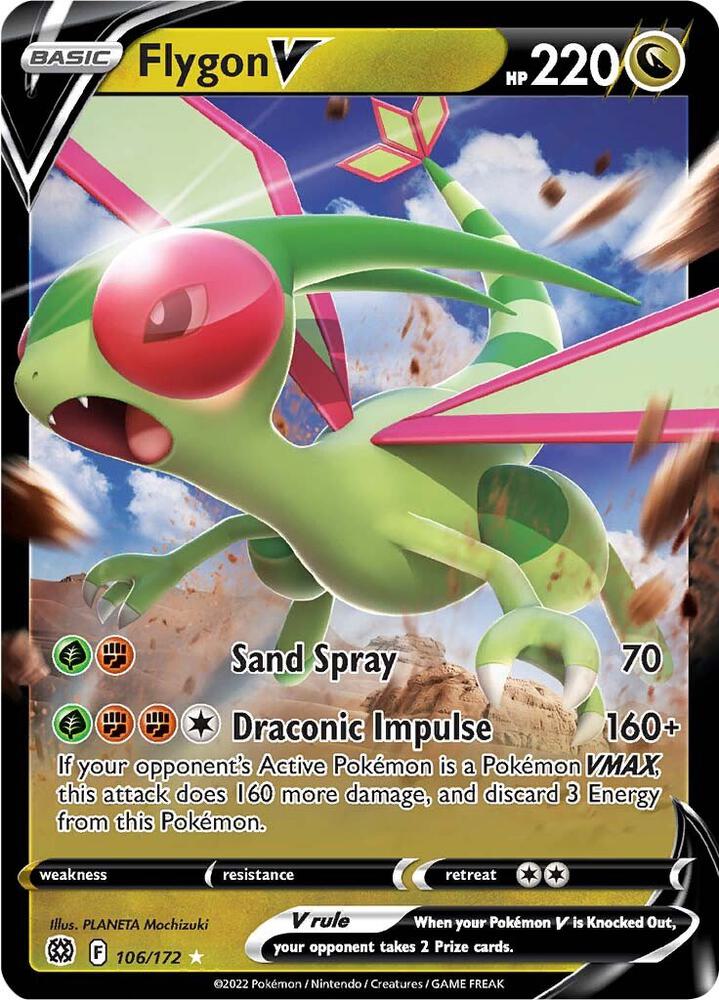 Buy Pokemon cards Australia - Flygon V 106/172 - Premium Raw Card from Monster Mart - Pokémon Card Emporium - Shop now at Monster Mart - Pokémon Cards Australia. Brilliant Stars, NEW 11 Feb, Ultra Rare