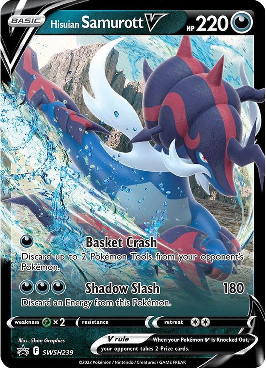 Buy Pokemon cards Australia - Samurott V SWSH239 - Premium Raw Card from Monster Mart - Pokémon Card Emporium - Shop now at Monster Mart - Pokémon Cards Australia. NEW 5 Dec, Promo, Sword & Shield Promo