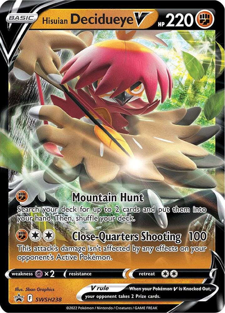 Buy Pokemon cards Australia - Decidueye V SWSH238 - Premium Raw Card from Monster Mart - Pokémon Card Emporium - Shop now at Monster Mart - Pokémon Cards Australia. NEW 5 Dec, Promo, Sword & Shield Promo