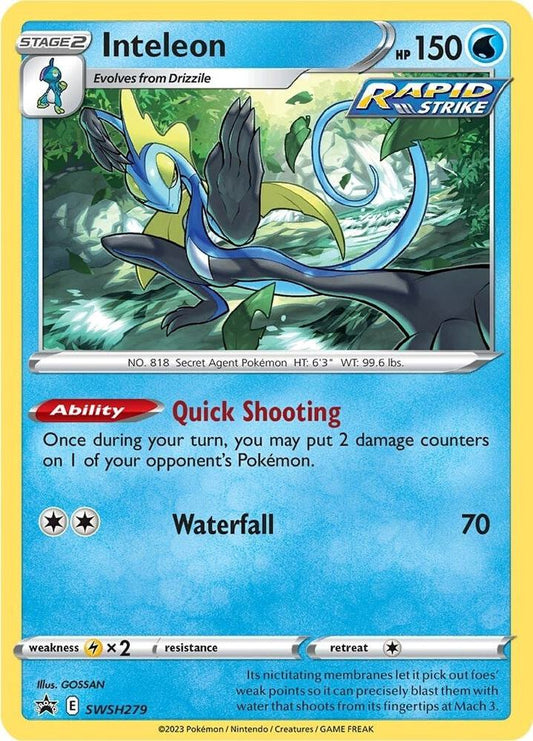 Buy Pokemon cards Australia - Inteleon SWSH279 - Premium Raw Card from Monster Mart - Pokémon Card Emporium - Shop now at Monster Mart - Pokémon Cards Australia. NEW 25 Feb, Promo, Promotional, Sword & Shield Promo