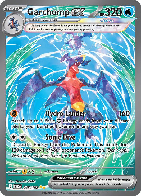Buy Pokemon cards Australia - Garchomp EX 245/182 - Premium Raw Card from Monster Mart - Pokémon Card Emporium - Shop now at Monster Mart - Pokémon Cards Australia. EX, NEW 25 Feb, Paradox Rift, Special Illustration Rare