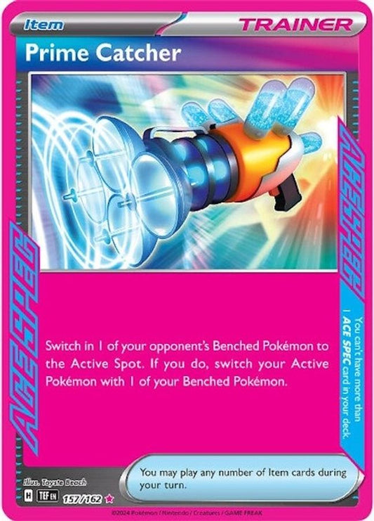 Buy Pokemon cards Australia - Prime Catcher 157/162 - Premium Raw Card from Monster Mart - Pokémon Card Emporium - Shop now at Monster Mart - Pokémon Cards Australia. ACE SPEC Rare, New 25 Mar, Temporal Forces, Trainer