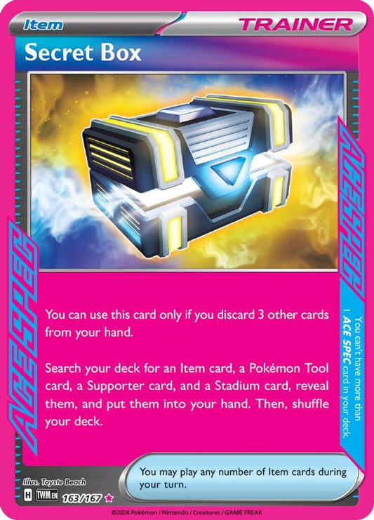Buy Pokemon cards Australia - Secret Box 163/167 - Premium Raw Card from Monster Mart - Pokémon Card Emporium - Shop now at Monster Mart - Pokémon Cards Australia. ACE SPEC Rare, NEW 3 Jun, Trainer, Twilight Masquerade