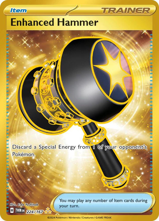 Buy Pokemon cards Australia - Enhanced Hammer 224/167 - Premium Raw Card from Monster Mart - Pokémon Card Emporium - Shop now at Monster Mart - Pokémon Cards Australia. Gold, Hyper Rare, NEW 25 Feb, Trainer, Twilight Masquerade