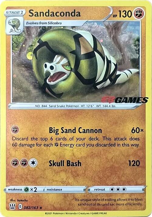 Buy Pokemon cards Australia - Sandaconda 082/163 EB Games - Premium Raw Card from Monster Mart - Pokémon Card Emporium - Shop now at Monster Mart - Pokémon Cards Australia. EB Games, NEW 10 Oct, Promo
