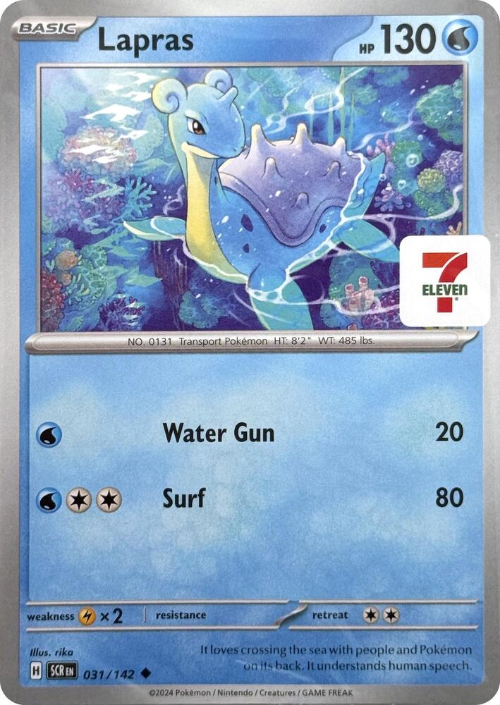 Buy Pokemon cards Australia - Lapras 031/142 7-Eleven Sealed - Premium Raw Card from Monster Mart - Pokémon Card Emporium - Shop now at Monster Mart - Pokémon Cards Australia. 7-Eleven Promo, NEW 2 Jan, Promo
