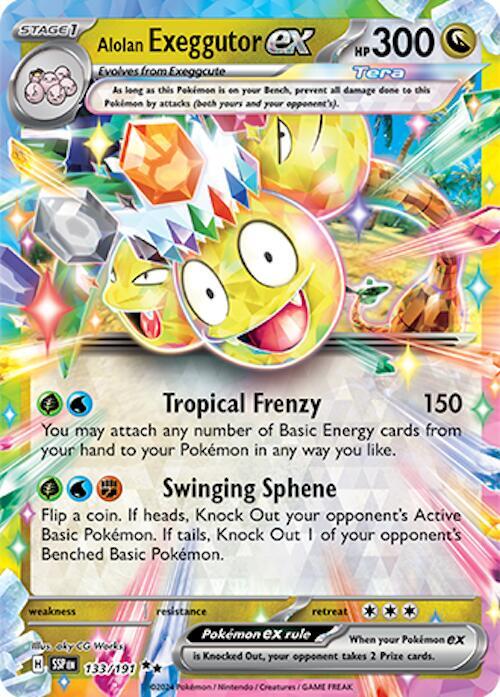 Buy Pokemon cards Australia - Exeggutor EX 133/191 - Premium Raw Card from Monster Mart - Pokémon Card Emporium - Shop now at Monster Mart - Pokémon Cards Australia. Double Rare, EX, NEW 13 Nov, Surging Sparks