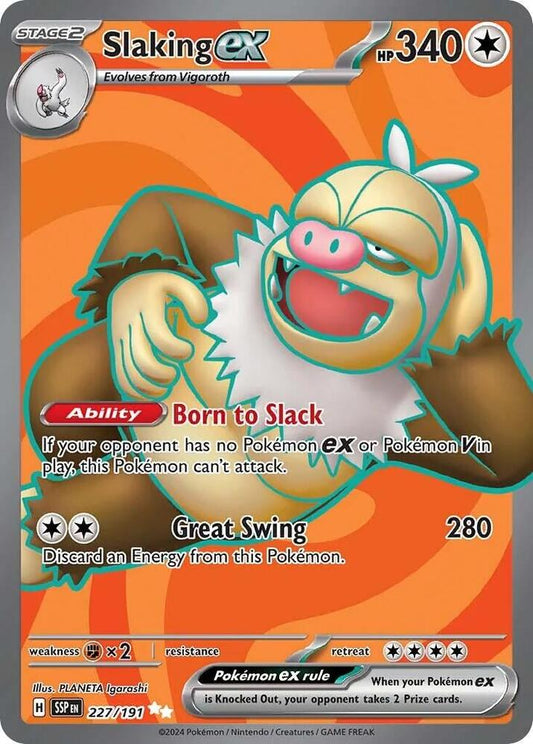 Buy Pokemon cards Australia - Slaking EX 227/191 - Premium Raw Card from Monster Mart - Pokémon Card Emporium - Shop now at Monster Mart - Pokémon Cards Australia. EX, NEW 25 Feb, Surging Sparks, Ultra Rare