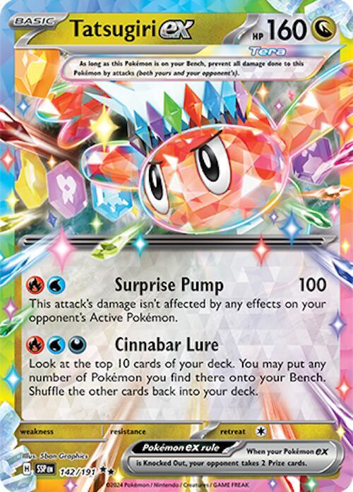 Buy Pokemon cards Australia - Tatsugiri EX 142/191 - Premium Raw Card from Monster Mart - Pokémon Card Emporium - Shop now at Monster Mart - Pokémon Cards Australia. Double Rare, EX, NEW 13 Nov, Surging Sparks