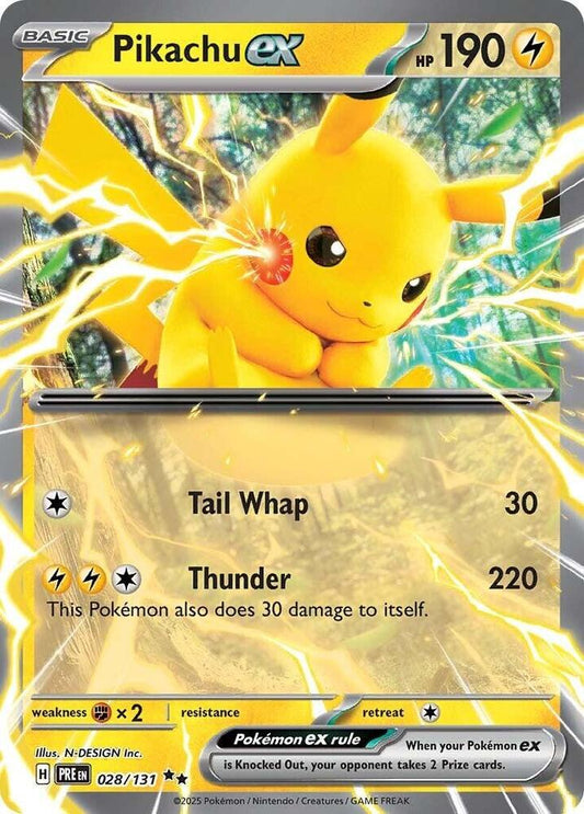 Buy Pokemon cards Australia - Pikachu EX 028/131 - Premium Raw Card from Monster Mart - Pokémon Card Emporium - Shop now at Monster Mart - Pokémon Cards Australia. Double Rare, EX, NEW 30 Apr, Prismatic Evolutions