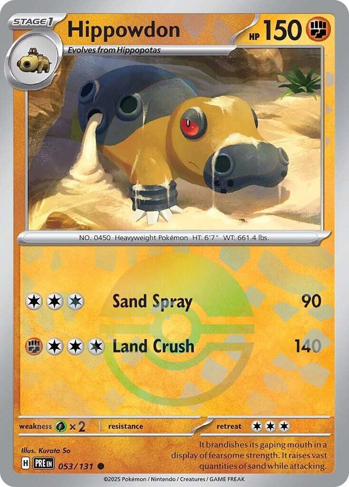 Buy Pokemon cards Australia - Hippowdon 053/131 Poke Ball - Premium Raw Card from Monster Mart - Pokémon Card Emporium - Shop now at Monster Mart - Pokémon Cards Australia. NEW 25 Feb, Poke Ball, Prismatic Evolutions