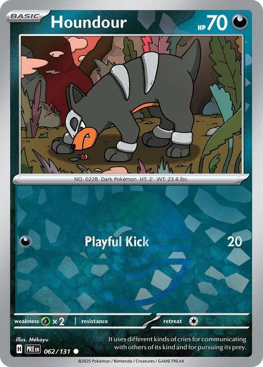 Buy Pokemon cards Australia - Houndour 062/131 Poke Ball - Premium Raw Card from Monster Mart - Pokémon Card Emporium - Shop now at Monster Mart - Pokémon Cards Australia. NEW 3 Feb, Poke Ball Pattern, Prismatic Evolutions