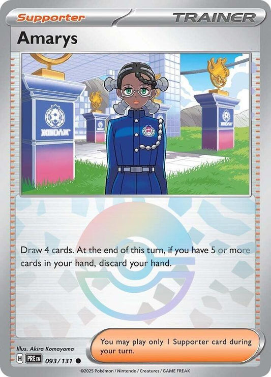 Buy Pokemon cards Australia - Amarys 093/131 Poke Ball - Premium Raw Card from Monster Mart - Pokémon Card Emporium - Shop now at Monster Mart - Pokémon Cards Australia. NEW 11 Feb, Poke Ball, Prismatic Evolutions