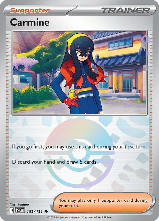 Buy Pokemon cards Australia - Carmine 103/131 Poke Ball - Premium Raw Card from Monster Mart - Pokémon Card Emporium - Shop now at Monster Mart - Pokémon Cards Australia. NEW 22 Jan, Poke Ball, Prismatic Evolutions