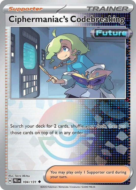 Buy Pokemon cards Australia - Ciphermaniac's Codebreaking 104/131 Poke Ball - Premium Raw Card from Monster Mart - Pokémon Card Emporium - Shop now at Monster Mart - Pokémon Cards Australia. NEW 11 Feb, Poke Ball, Prismatic Evolutions
