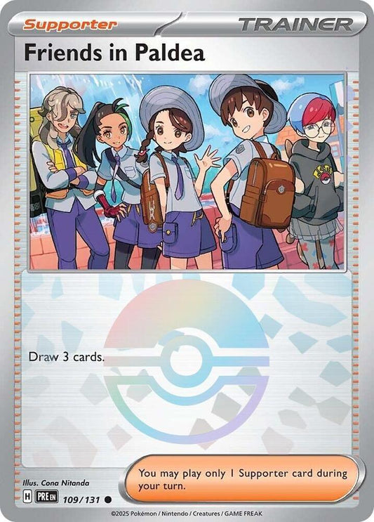 Buy Pokemon cards Australia - Friends in Paldea 109/131 Poke Ball - Premium Raw Card from Monster Mart - Pokémon Card Emporium - Shop now at Monster Mart - Pokémon Cards Australia. NEW 11 Feb, Poke Ball, Prismatic Evolutions