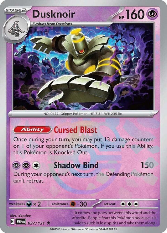 Buy Pokemon cards Australia - Dusknoir 037/131 Master Ball - Premium Raw Card from Monster Mart - Pokémon Card Emporium - Shop now at Monster Mart - Pokémon Cards Australia. Master Ball, NEW 22 Jan, Prismatic Evolutions