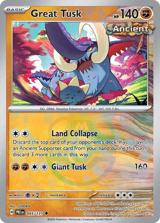 Buy Pokemon cards Australia - Great Tusk 055/131 Master Ball - Premium Raw Card from Monster Mart - Pokémon Card Emporium - Shop now at Monster Mart - Pokémon Cards Australia. Master Ball, NEW 11 Feb, Prismatic Evolutions
