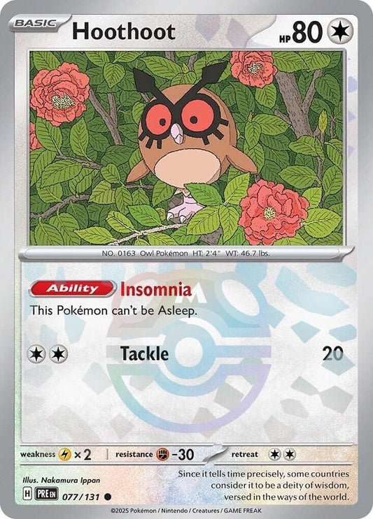 Buy Pokemon cards Australia - Hoothoot 077/131 Master Ball - Premium Raw Card from Monster Mart - Pokémon Card Emporium - Shop now at Monster Mart - Pokémon Cards Australia. Master Ball, NEW 22 Jan, Prismatic Evolutions