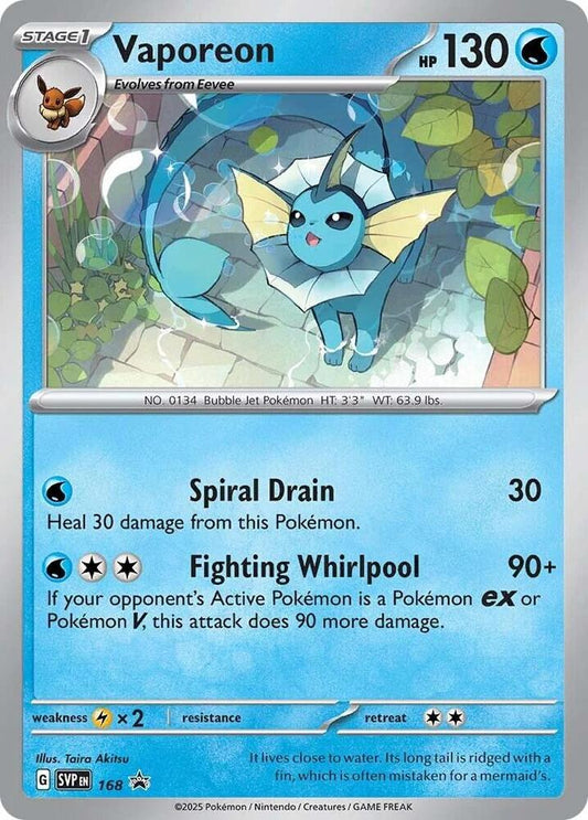 Buy Pokemon cards Australia - Vaporeon 168 - Premium Raw Card from Monster Mart - Pokémon Card Emporium - Shop now at Monster Mart - Pokémon Cards Australia. NEW 22 Jan, Promo, Scarlet & Violet Promo