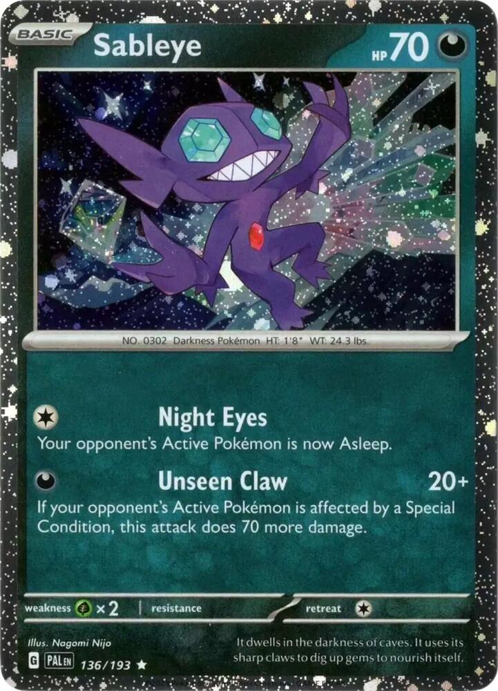 Buy Pokemon cards Australia - Sableye 136/193 Cosmos Holo - Premium Raw Card from Monster Mart - Pokémon Card Emporium - Shop now at Monster Mart - Pokémon Cards Australia. Cosmos Holo, NEW 6 MAR, Promo, Scarlet & Violet Promo
