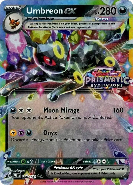 Buy Pokemon cards Australia - Umbreon EX 060/131 Stamped Sealed - Premium Raw Card from Monster Mart - Pokémon Card Emporium - Shop now at Monster Mart - Pokémon Cards Australia. EX, NEW 30 Apr, Prismatic Evolutions, Promo, Promotional, Sealed, Stamped