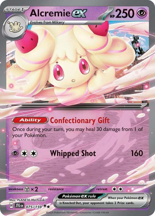 Buy Pokemon cards Australia - Alcremie EX 075/159 - Premium Raw Card from Monster Mart - Pokémon Card Emporium - Shop now at Monster Mart - Pokémon Cards Australia. Double Rare, EX, Journey Together, NEW 14 Apr