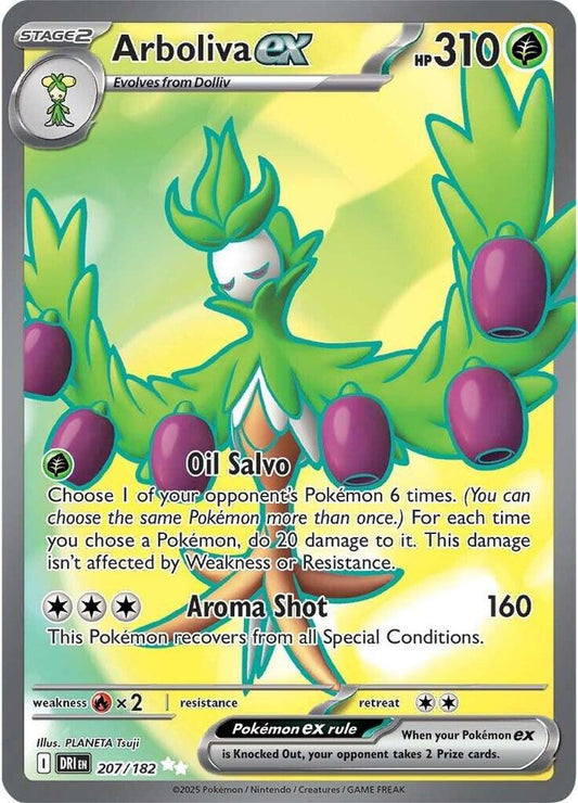Buy Pokemon cards Australia - Arboliva EX 207/182 - Premium Raw Card from Monster Mart - Pokémon Card Emporium - Shop now at Monster Mart - Pokémon Cards Australia. Destined Rivals, EX, NEW 24 JUN, Ultra Rare