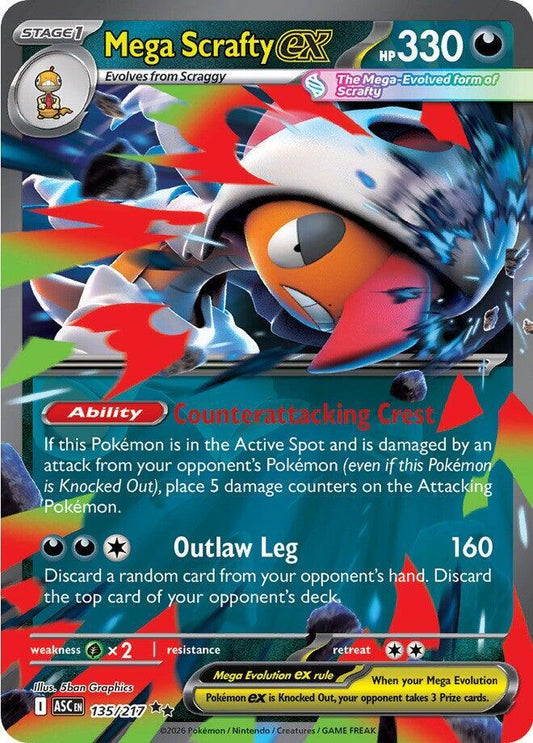 Mega Scrafty EX 135/217 - Monster Mart - Pokémon Cards Australia