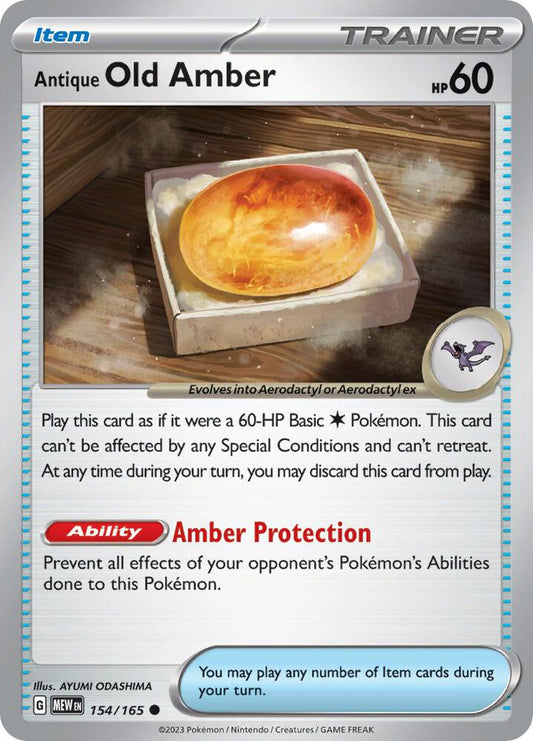 Antique Old Amber Reverse Holo 154/165 - Monster Mart - Pokémon Cards Australia