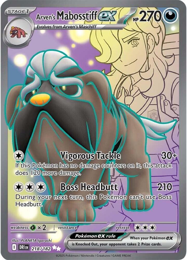 Arven's Mabosstiff EX 218/182 - Monster Mart - Pokémon Cards Australia