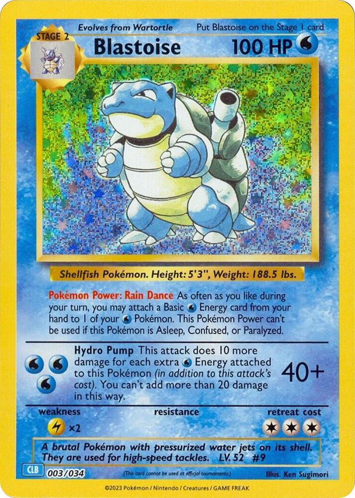 Blastoise 003/034 (CLB) - Monster Mart - Pokémon Cards Australia