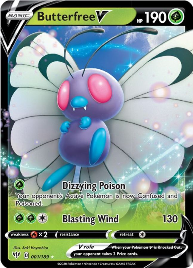 Butterfree V 001/189 - Monster Mart - Pokémon Cards Australia