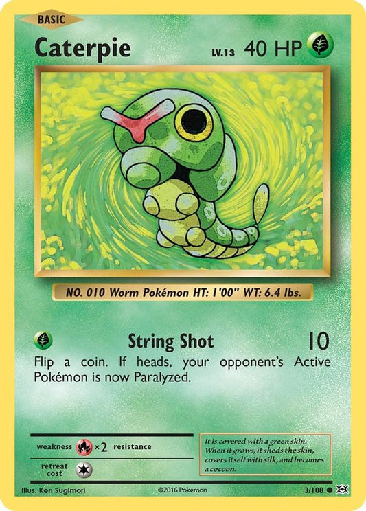 Caterpie Reverse Holo 3/108 - Monster Mart - Pokémon Cards Australia