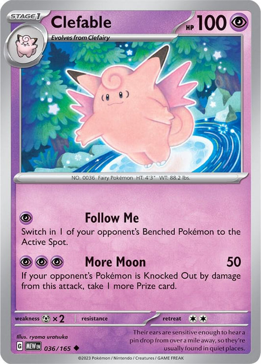 Clefable Reverse Holo 036/165 - Monster Mart - Pokémon Cards Australia